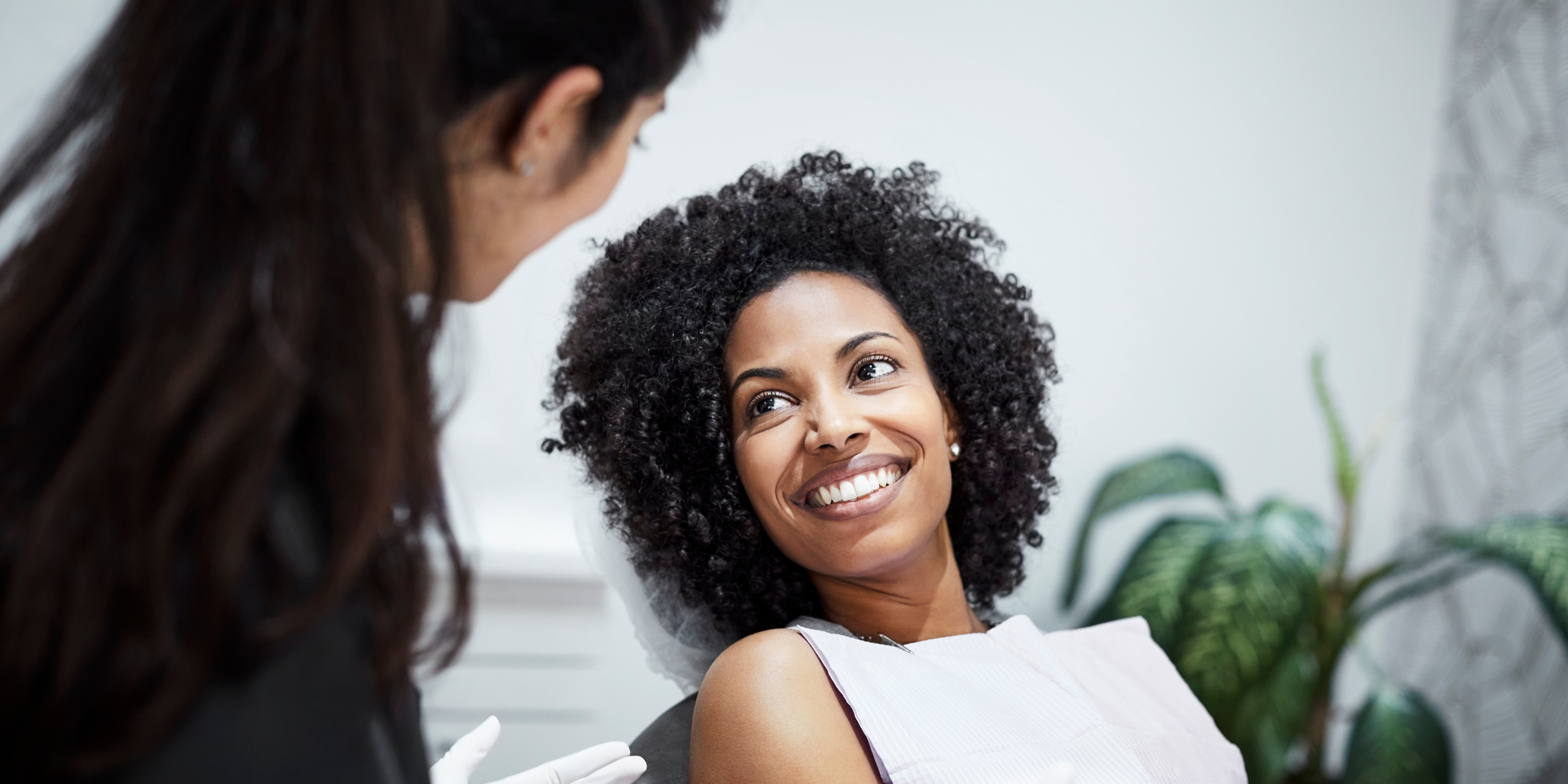 Woman smiling in dentist office